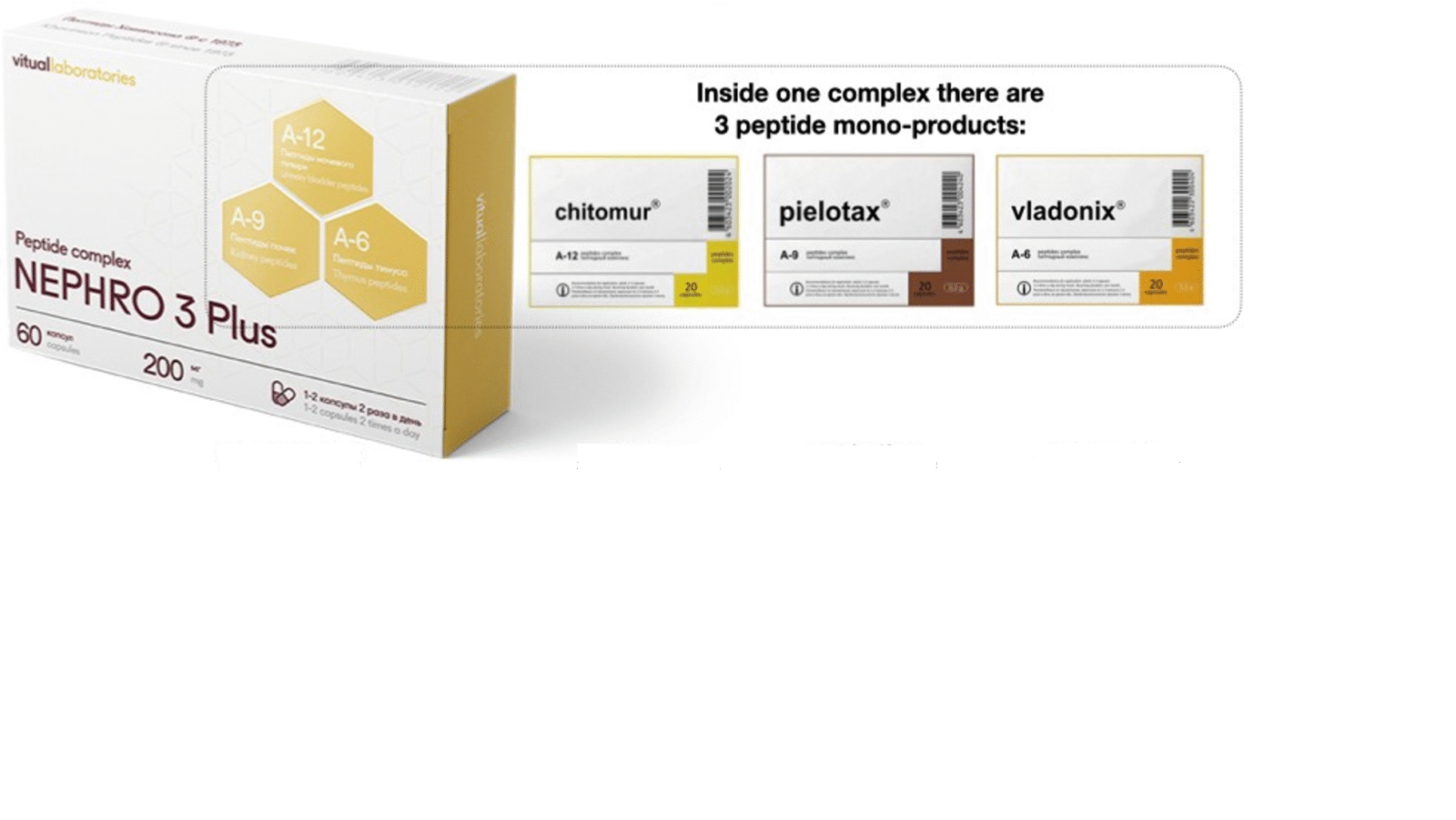 Nephro 3 Plus Peptide Complex – with Pielotax, Chitomur & Vladonix - Image 2